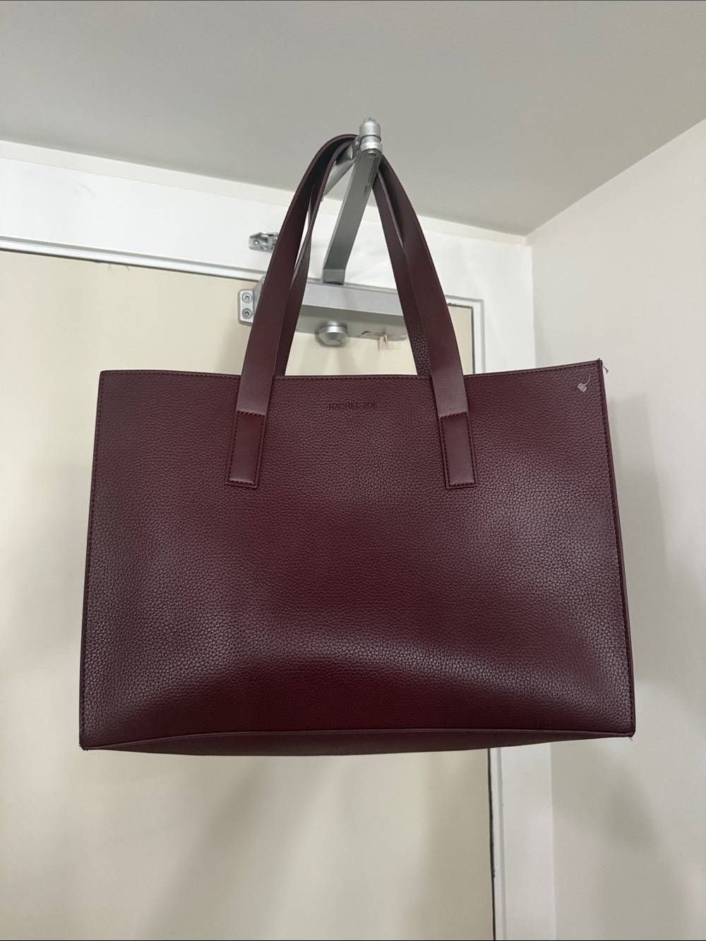 NWOT Leather Structured Tote Bag in Burgundy